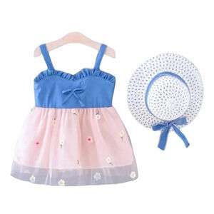 12m Pink Tule Tank Dress with Hat